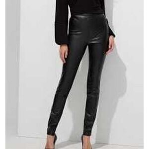 White House Black Market Leggings Black Faux Leather High Rise Skinny Size 12